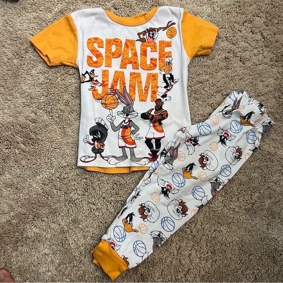 LeBron James Space Jam Basketball Bugs Bunny Tasmanian Devil Pajamas Size 4 - Picture 5 of 7